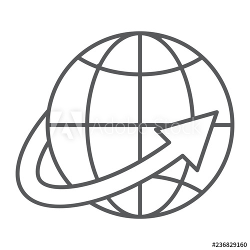 500x500 Worldwide Shipping Thin Line Icon, World And Transportation