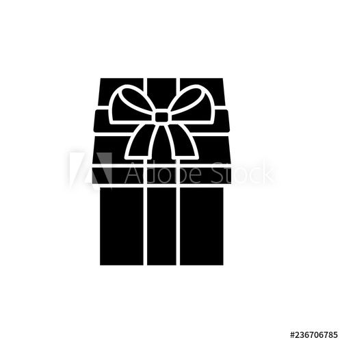 500x500 Gift Wrap Black Icon, Concept Vector Sign On Isolated Background