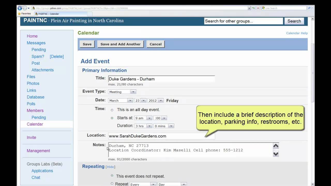 1280x720 Using The Yahoo Groups Calendar To Add, Edit Or Delete Paintnc