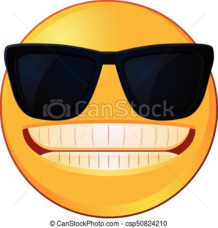 450x470 Frais, Vecteur, Emoji Lunettes Soleil Port, Illustration