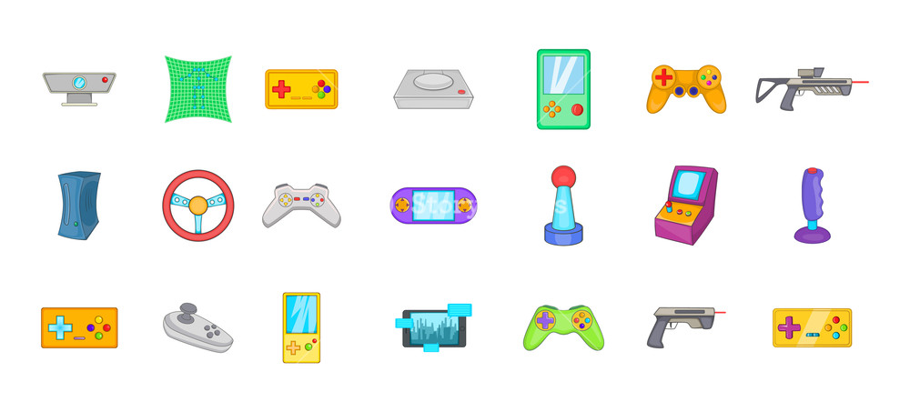 1000x453 Video Game Icon Set Cartoon Set Of Video Game Vector Icons