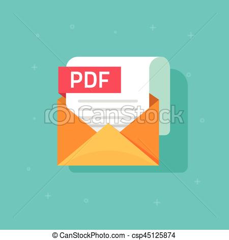450x470 Pdf Vector Icon Isolated, Envelope With Paper Pdf Document