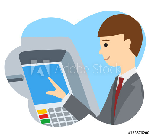 Businessman Using Atm Machine Vector Illustration Of People Icone 500x450 Businessman Using Atm Machine Vector Illustration Of People Icone