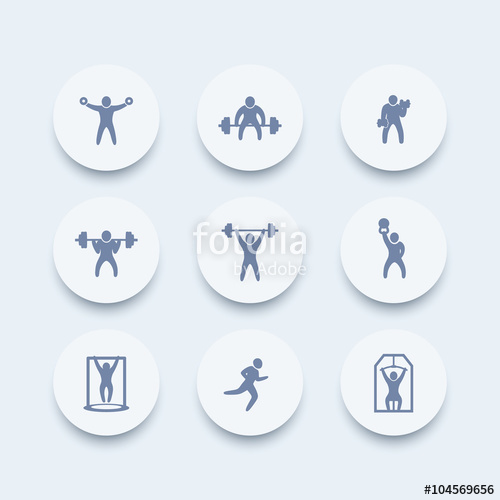 500x500 Gym, Fitness Exercises Round Icons, Gym Training, Workout Icon