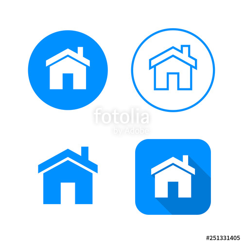 500x500 Home Icon, Four Variants, Classic Symbol, Icon In Circle, Outlined