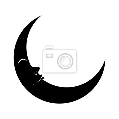 400x400 Dibujos Animados Crescent Luna Con Ojos Silueta Vector Icono