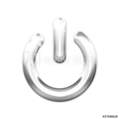 500x500 Icono Power Con Efecto Metalico