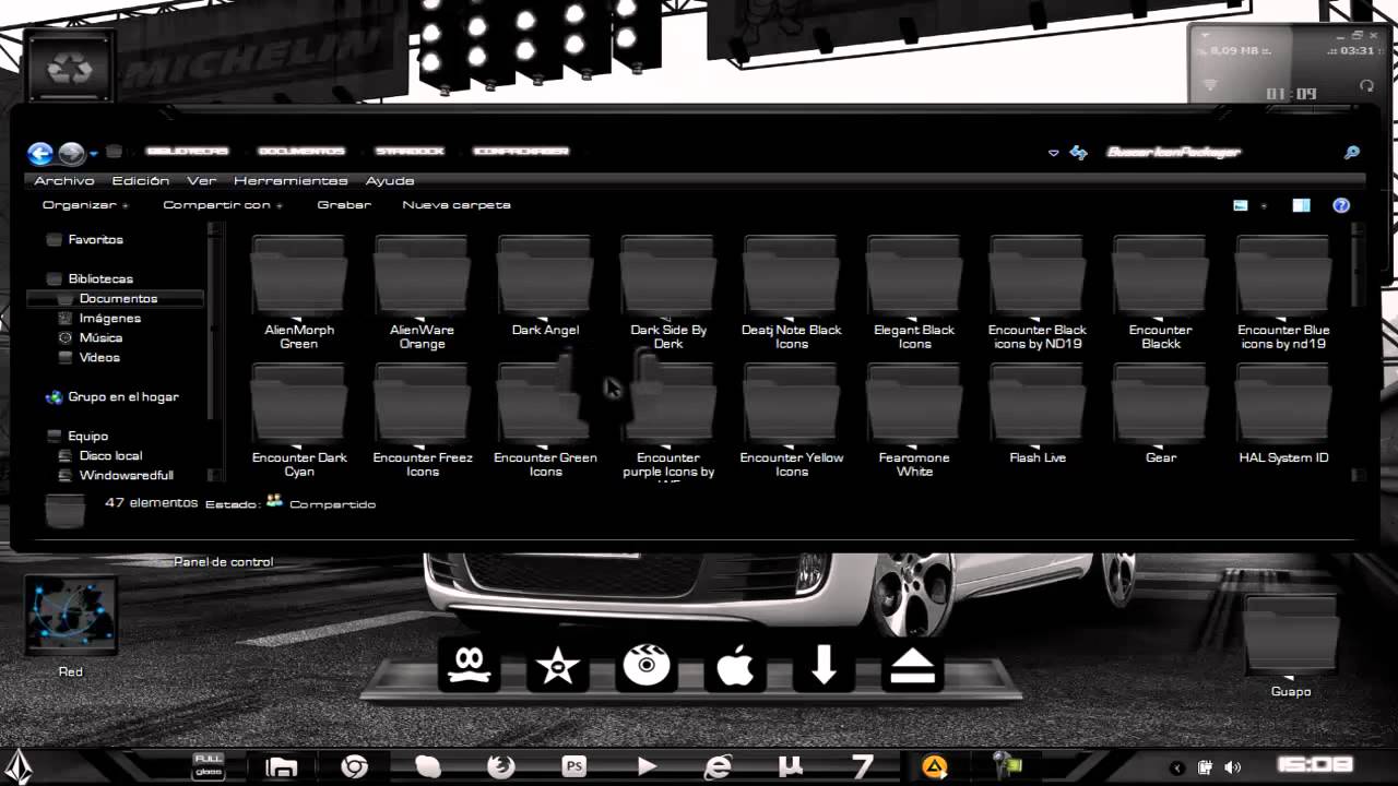 1280x720 Theme Iconpackager Black Icons