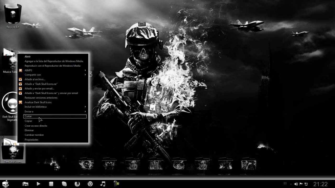 1280x720 Theme Iconpackager Dark Skull Icons