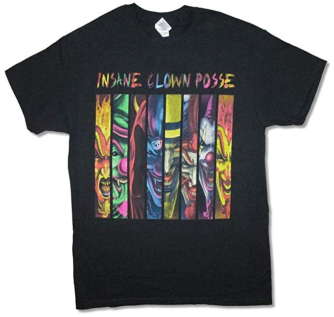 679x645 Insane Clown Posse Icon Stripes Pastel Colors Black T Shirt Icp