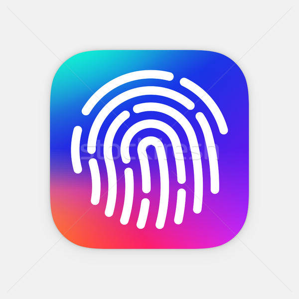 600x600 Id App Icon Template Fingerprint Vector Illustration Mobile