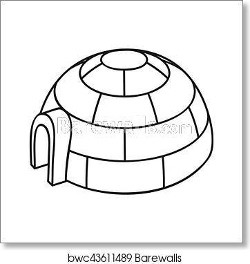 362x382 Igloo Icon In Outline Style Isolated On White Background Ski