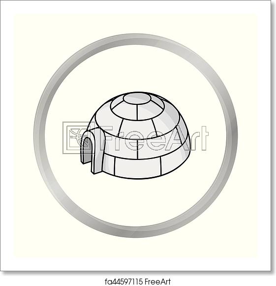 561x581 Free Art Print Of Igloo Icon In Monochrome Style Isolated On White
