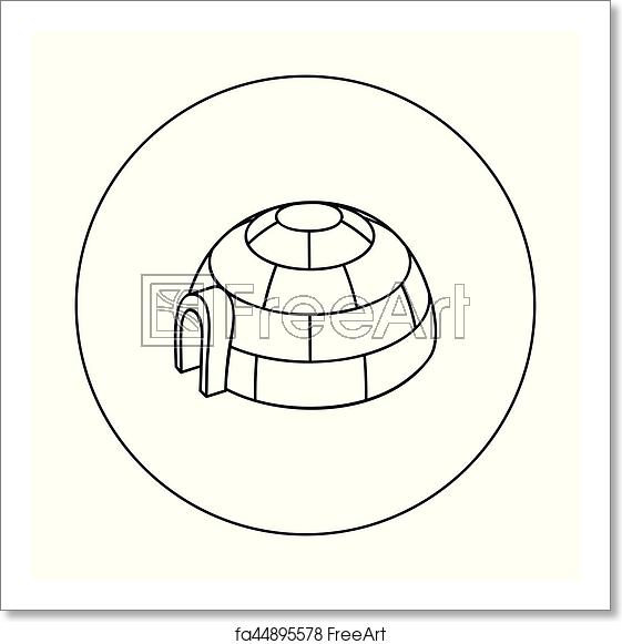 561x581 Free Art Print Of Igloo Icon In Outline Style Isolated On White
