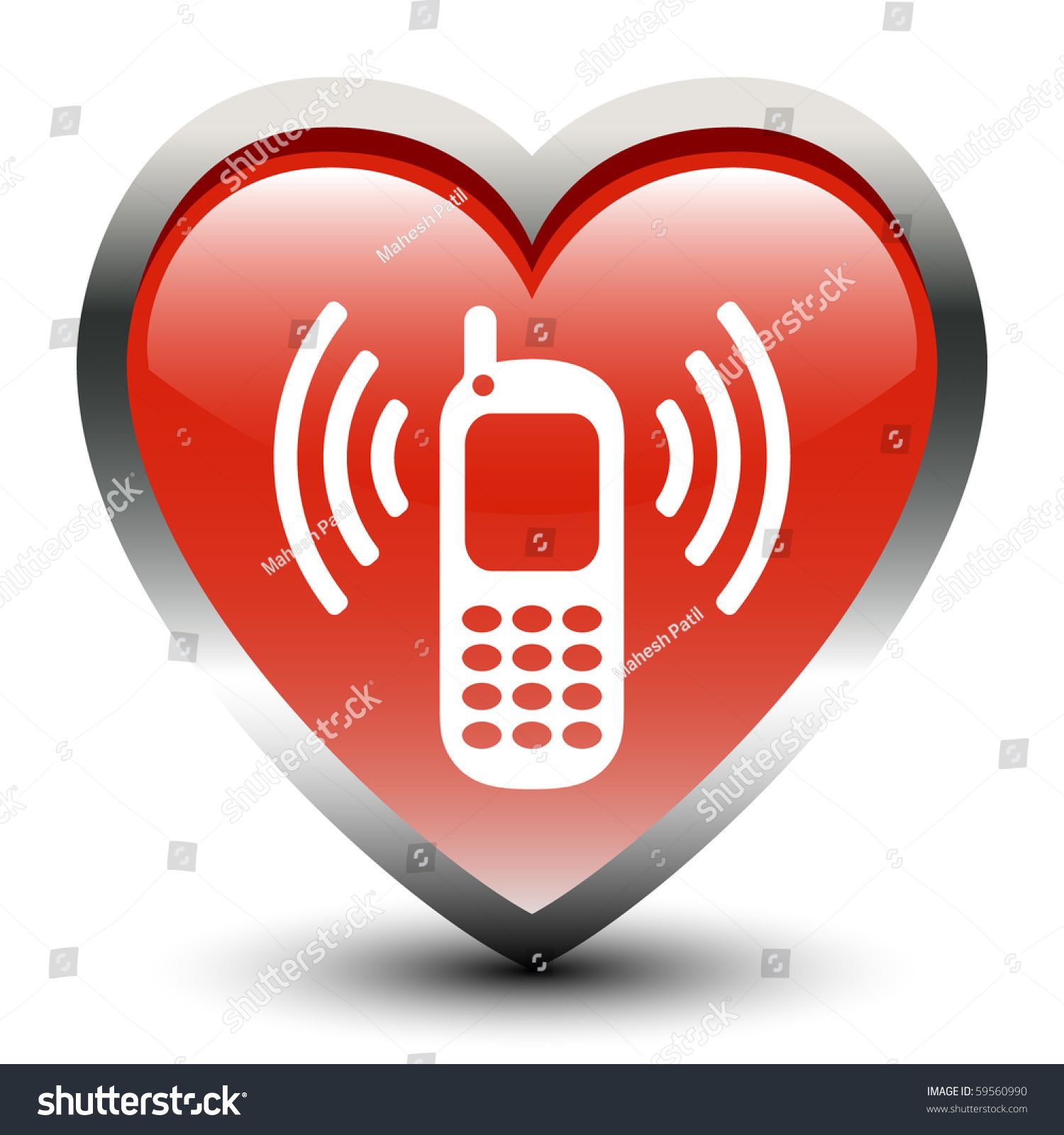 1500x1600 Heart Telephone Heart Shape Cellphone Sign Icon Stock Vector