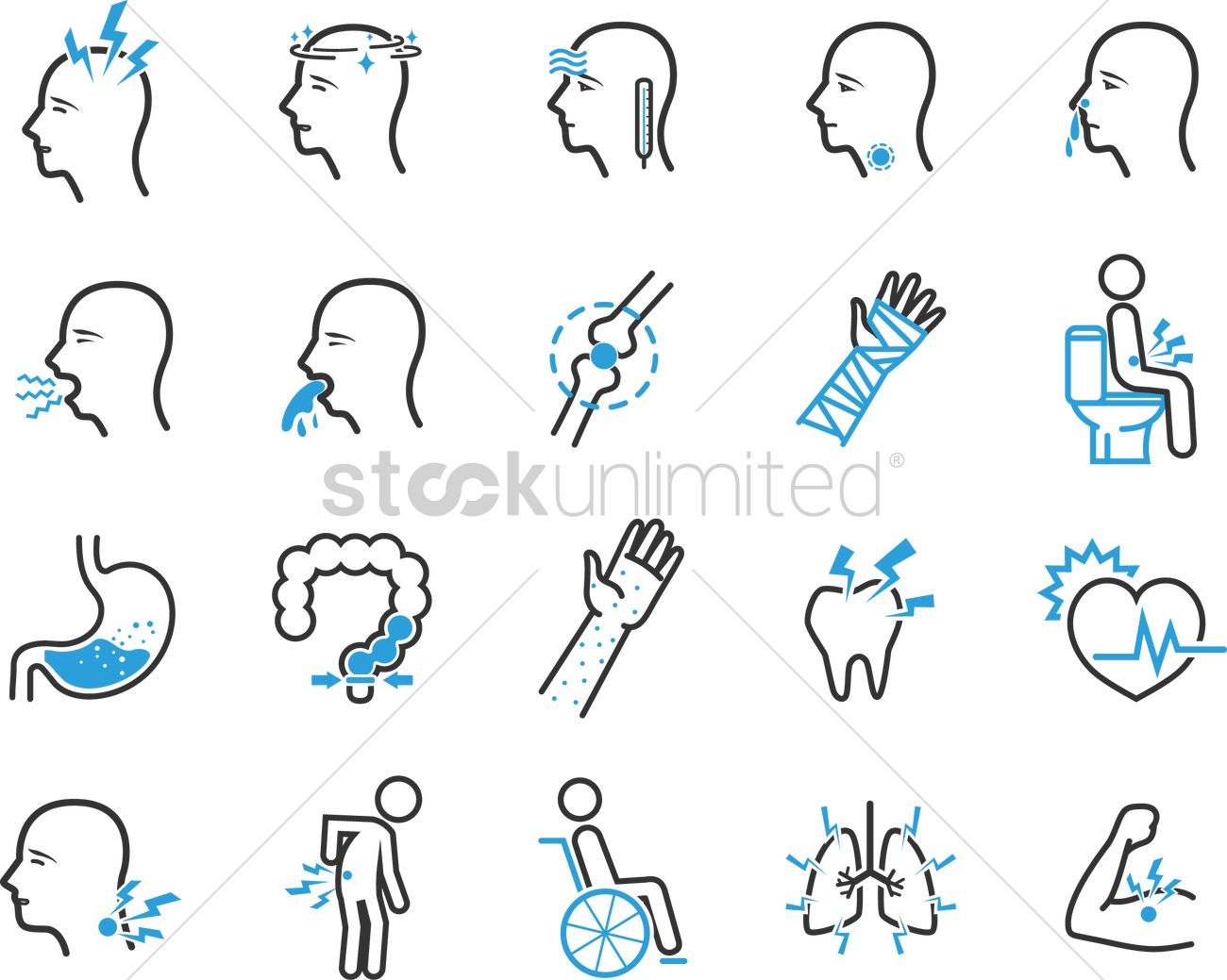 1300x1039 Set Of Illness Icons Vector Image