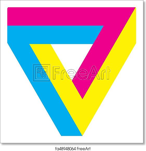 561x581 Free Art Print Of Penrose Triangle Icon In Cmy Colors Geometric