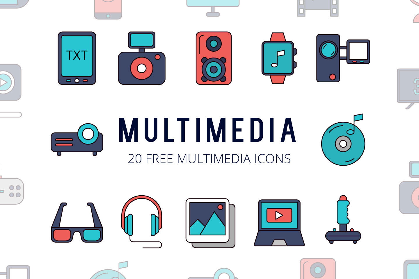 1440x960 Multimedia Vector Free Icon Set