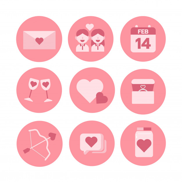 626x626 Valentine Theme, Monochrome Icon Set Vector Illustrator Vector