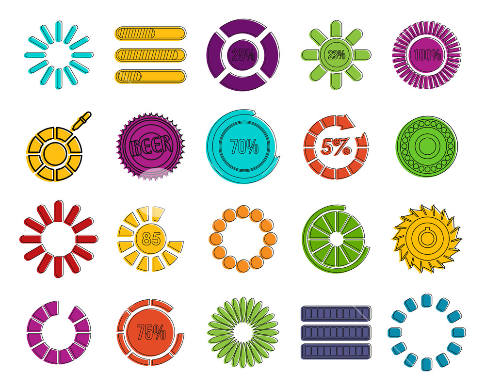 1000x804 Loading Icon Set Color Outline Set Of Loading Vector Icons