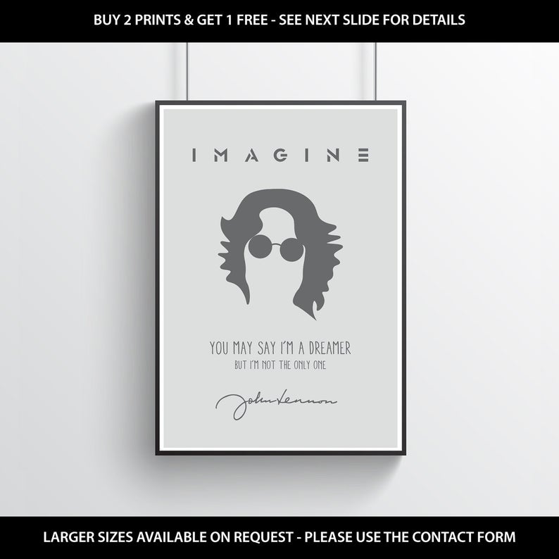794x794 John Lennon Imagine Icon Wall Print Lennon Lyrics Poster Etsy