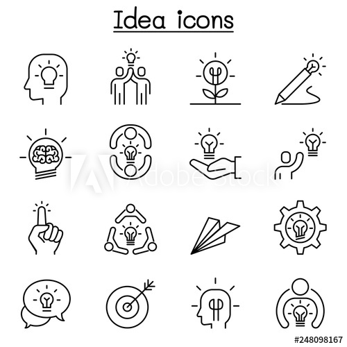 500x500 Idea, Thinking, Planning, Strategy, Development, Imagine Icon Set