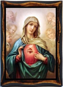 218x300 Holy Virgin Mary Immaculate Heart Handmade Wood Icon On Plaque Ebay