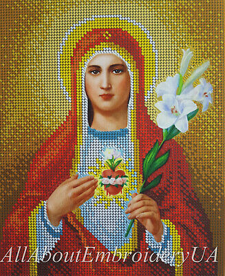 327x400 Immaculate Heart Of Mary Bead Embroidery Kit Religion Catholic