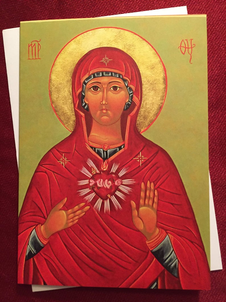 794x1059 Immaculate Heart Of Mary Icon Catholic Gift Catholic Art Etsy