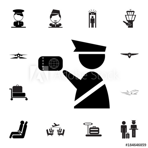 500x500 Customs Officer Icon Immigration Officer With Passport Set