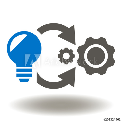 500x500 Implementation Icon Vector Lamp Cogwheel Circle Arrows Symbol