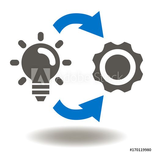 500x500 Implementation Icon Vector Light Bulb Gear Circular Arrows Symbol