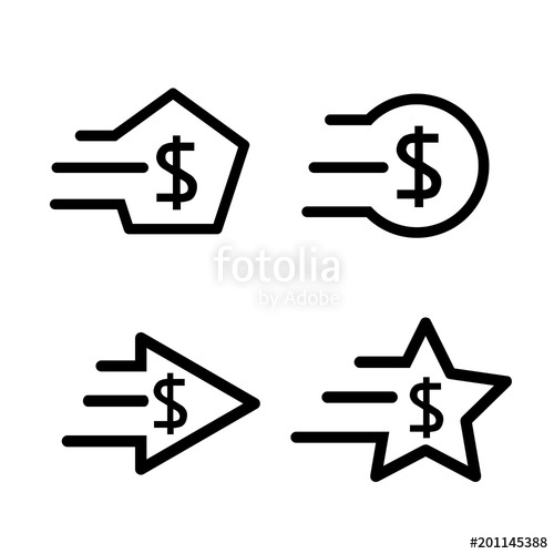 500x500 Dollar Set Icon Flat Design Black Icon Icon Has The Impression