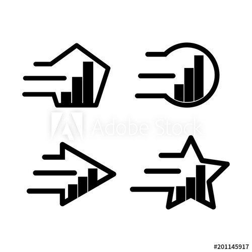 500x500 Bar Graph Set Icon Flat Design Black Icon Logo Has