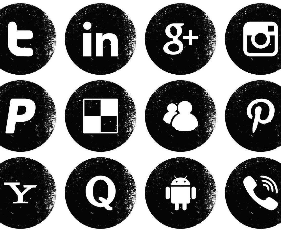 1136x936 Grunge Style Social Media Icon Collection Vector Art Graphics
