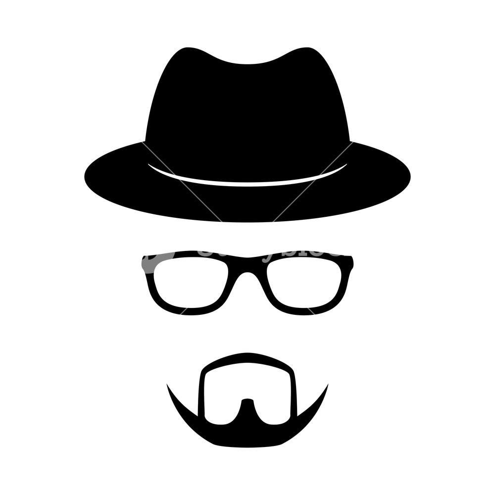 1000x1000 Incognito Icon Man Face With Glasses, Beard And Hat Photo Props
