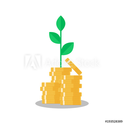 500x500 Tree Growing On Coins Stack With Mutual Fund, Income Increase