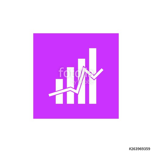 500x500 Graph Icon In Negative Space On Violet Square Show Increase Sales