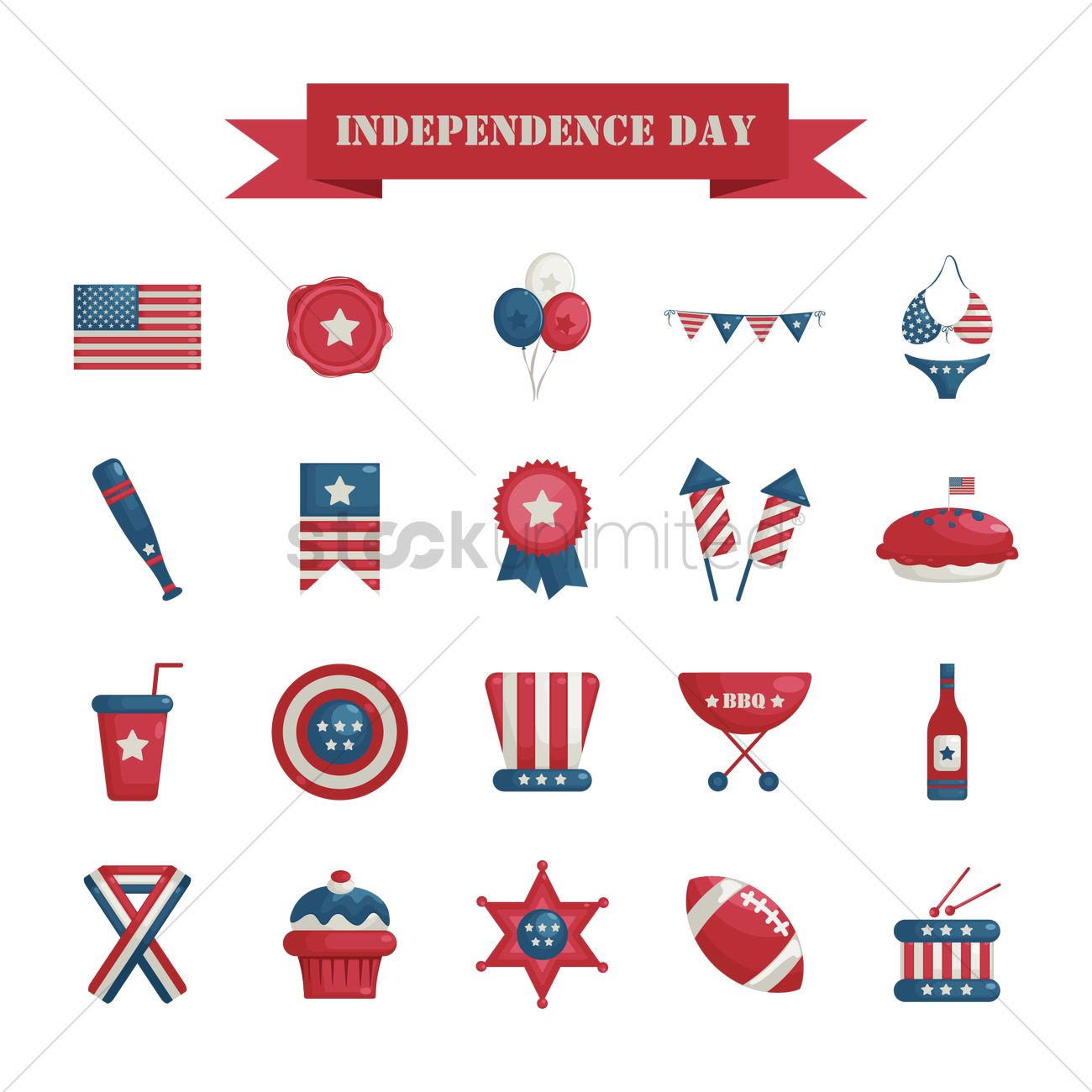 1300x1300 Usa Independence Day Icons Vector Image