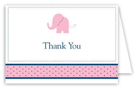 450x292 Girl Elephant Icon Folded Note Card Thank You Elephant Icon
