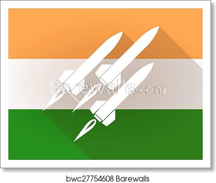435x370 India Flag Icon With Missiles, Art Print Barewalls Posters