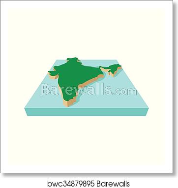 362x382 India Map Icon, Cartoon Style, Art Print Barewalls Posters