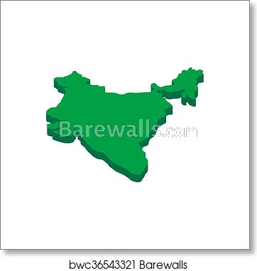 362x382 India Map Icon, Isometric Style Art Print Barewalls Posters