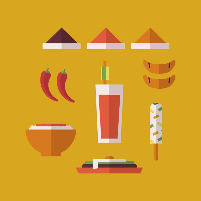 780x780 Indian Food Vector Icons