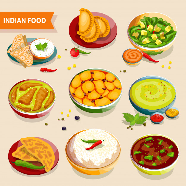 626x626 Indian Food Set Vector Free Download
