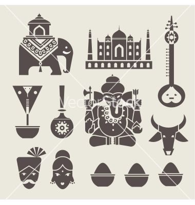 380x400 Indian Icons Vector