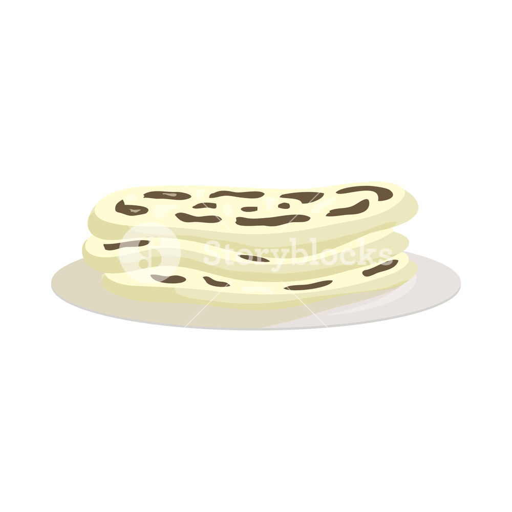 1000x1000 Indian Naan Icon In Cartoon Style Isolated On White Background