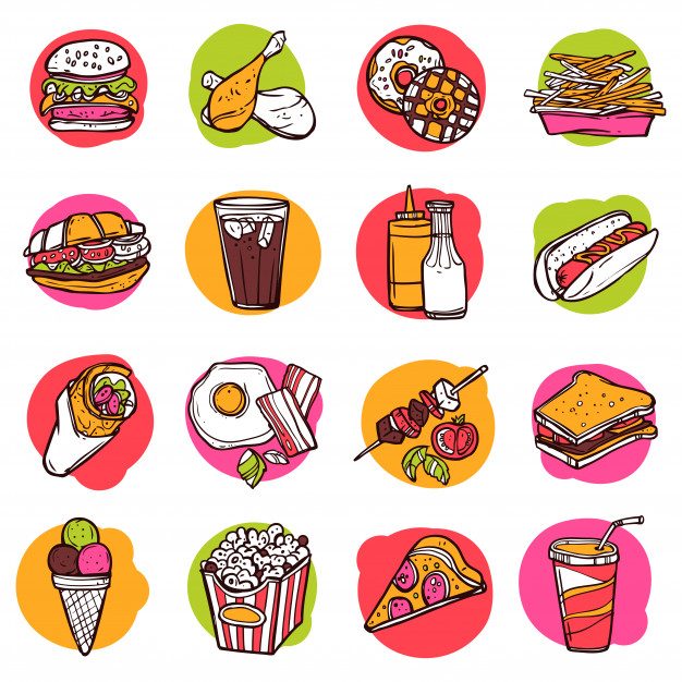 626x626 Fast Food Icon Set Free Vector