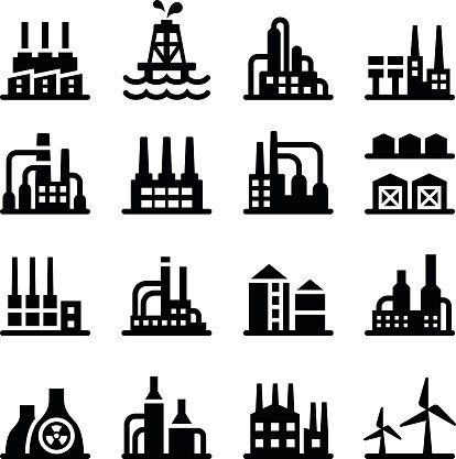 414x417 Industrial Building Factory Icon Set Premium Clipart