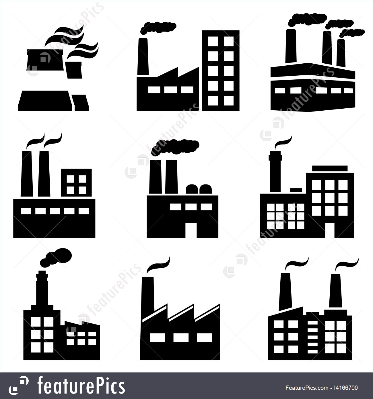 1300x1392 Industrial Building Icons Illustration